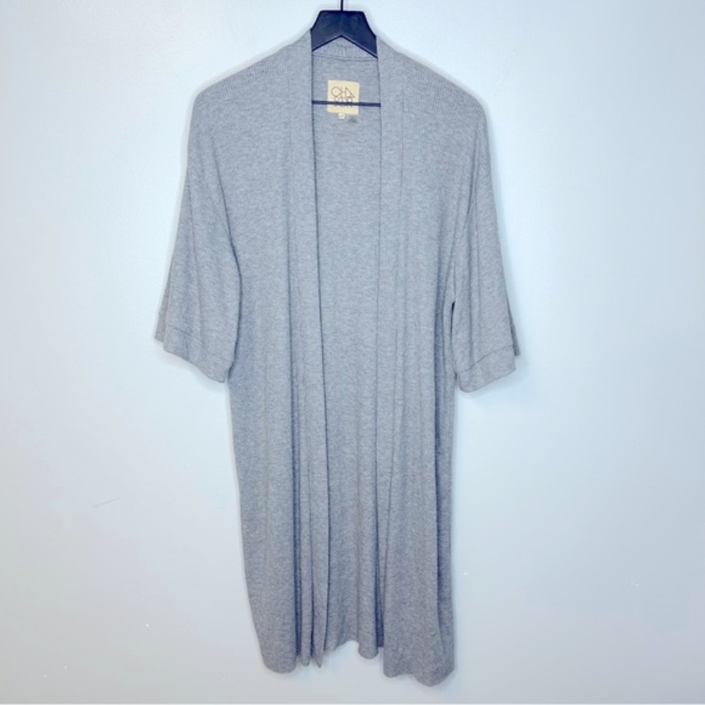 Chaser Short Sleeve Long Grey Cardigan Kimono Sweater Size XS/S‎